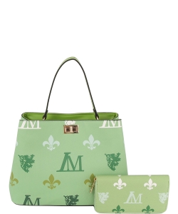 Fashion Monogram Twist-lock Satchel Handbag LMP002-1W GREEN